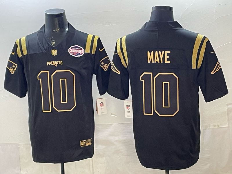 Men 2026 New England Patriots #10 Maye Black gold 3th generations Nike Limited NFL Jersey style 006